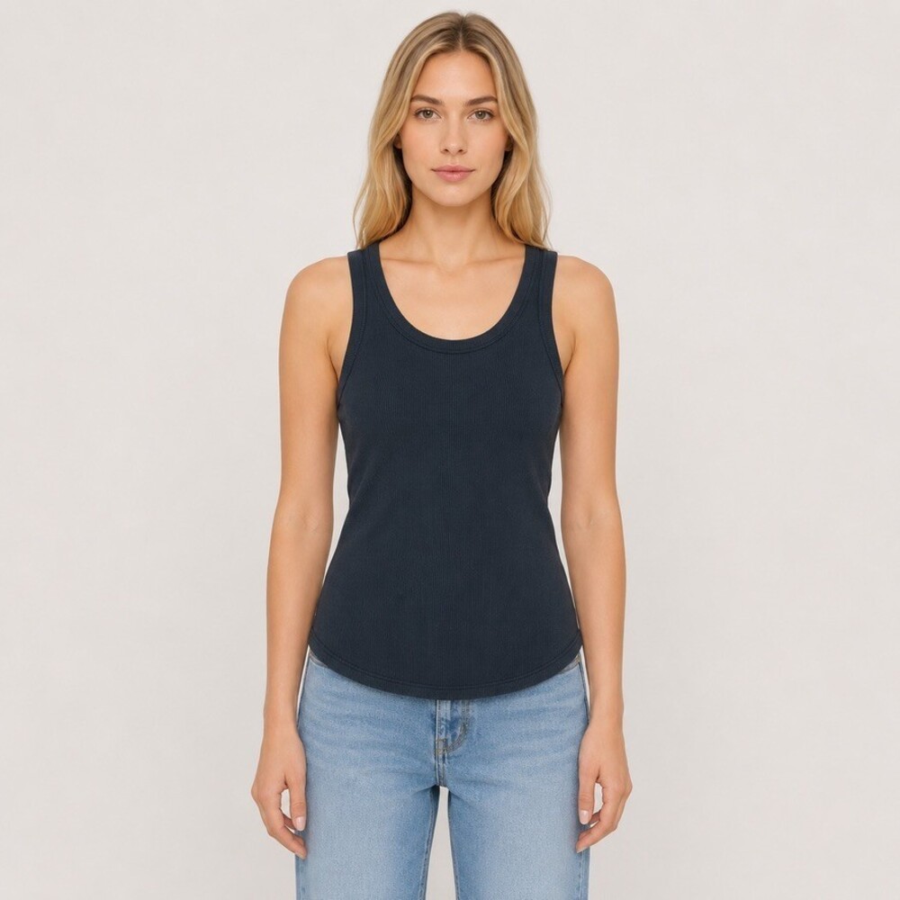 Haikure Gem Ribbed-Knit Tank Top charcoal gray size small